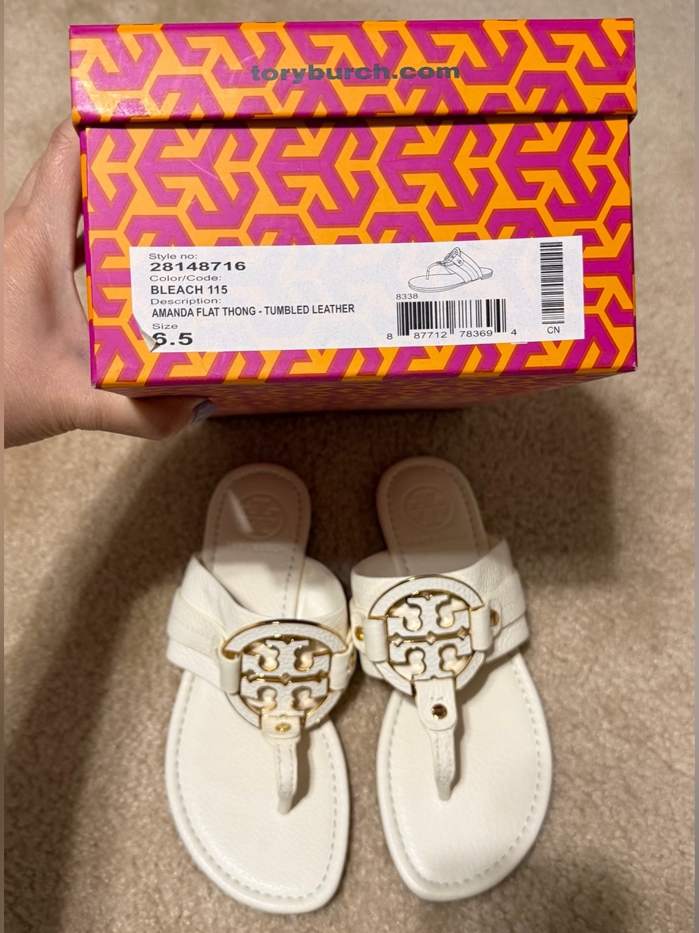 Tory Burch Amanda Thong Sandals with Gold Hardware